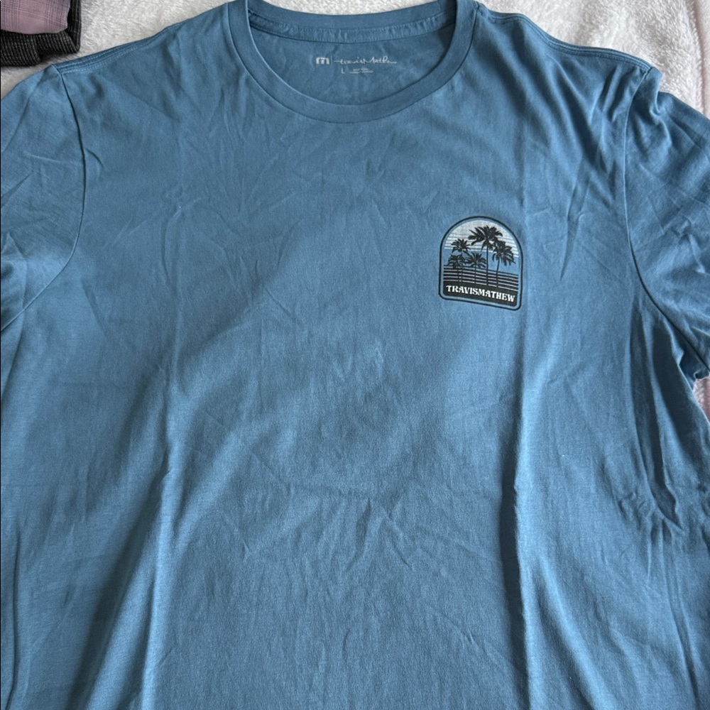 New Travis Mathew Ocean Blue Palm Tee